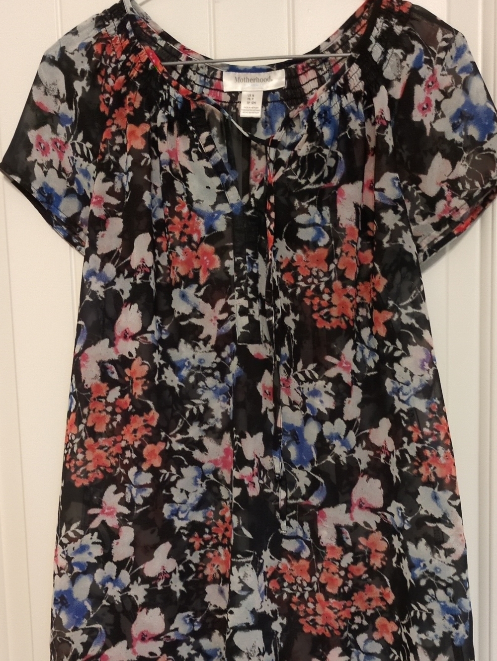 Motherhood Maternity Black Floral Short-Sleeve Maternity Top